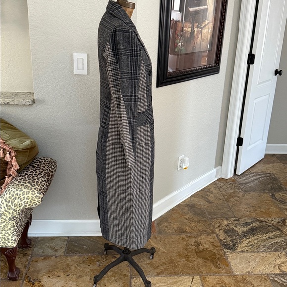 NWT 7 For All Mankind Black and Gray Plaid Wool Blend Coat Size S - Picture 5 of 10